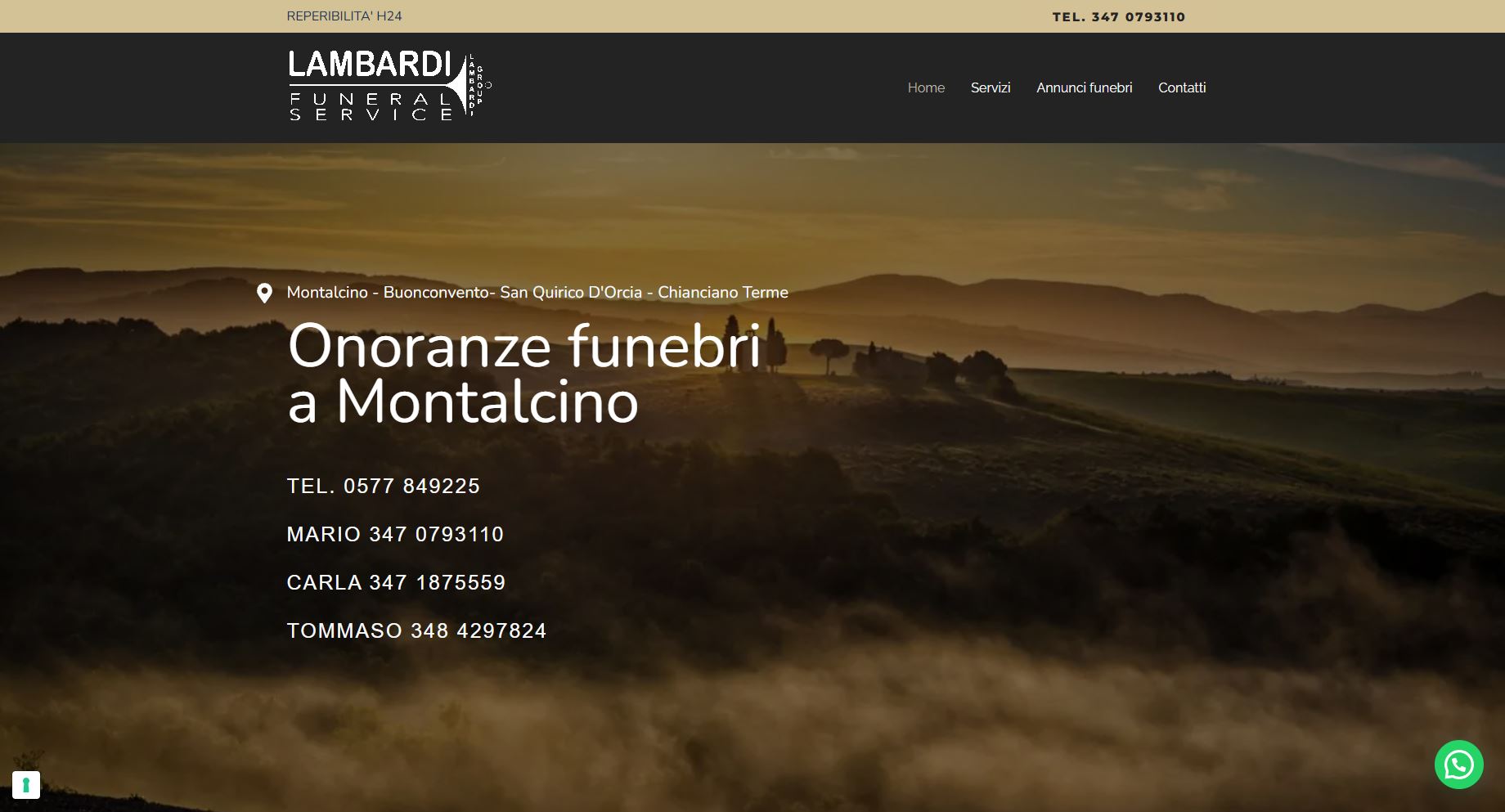 Anteprima sito Onoranze Funebri Lambardi
